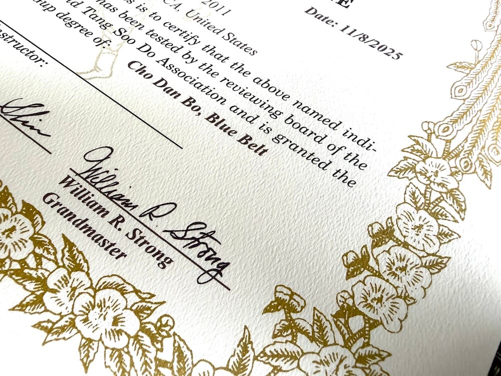 a closeup photo of a gup certificate